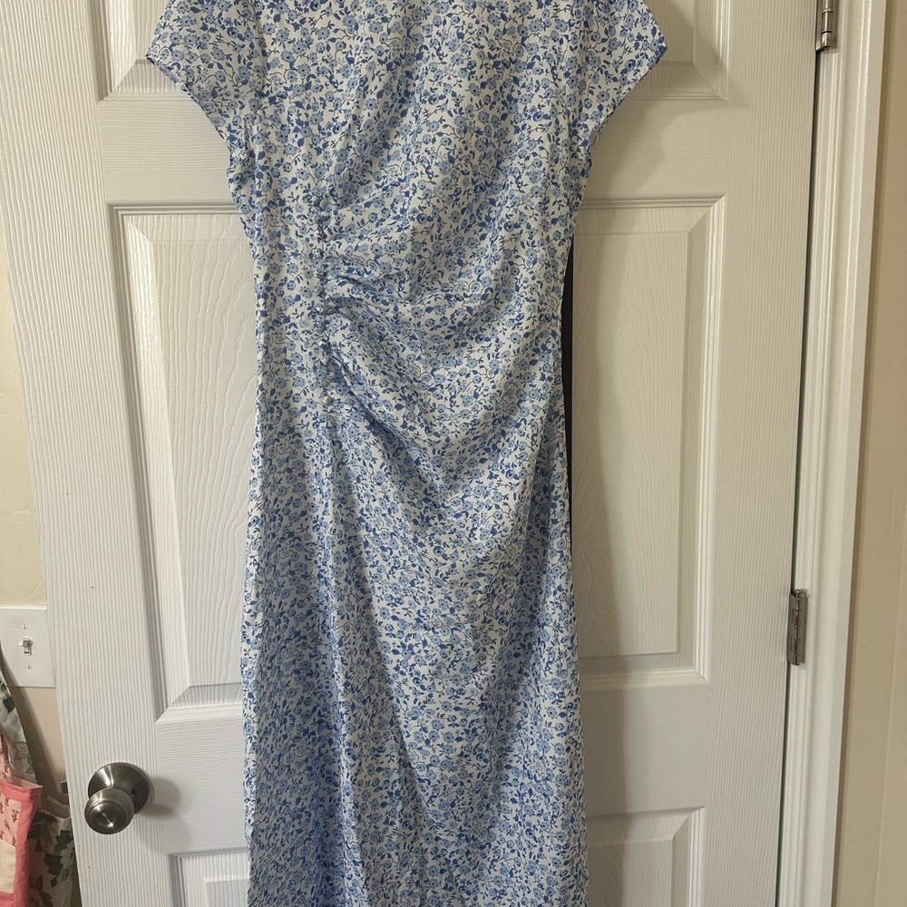 RIHOAS Blue and White Floral Maxi Dress